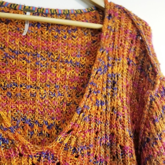 Free People Highland Oversized V-Neck Sweater in Polcano Combo Color - Picture 8 of 16